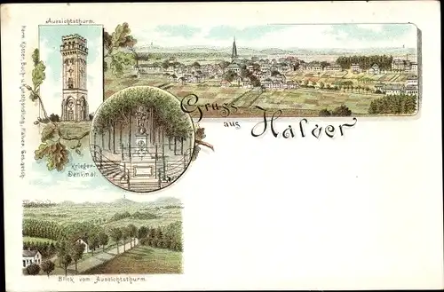 Litho Halver in Westfalen, Aussichtsturm, Kriegerdenkmal, Totalansicht