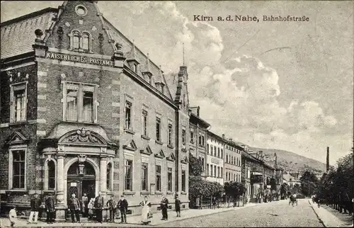 Ak Kirn an der Nahe, Bahnhofstraße mit Postamt