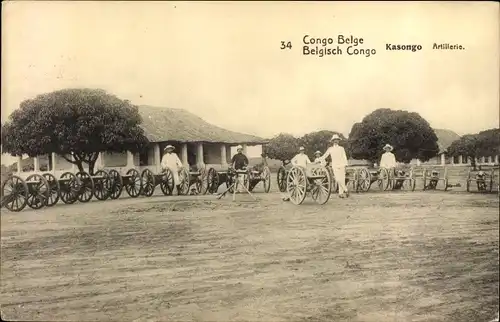 Ganzsachen Ak Kasongo Belgisch Kongo DR Kongo Zaire, Artillerie