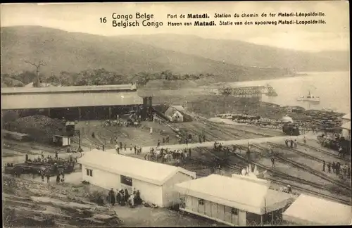 Ganzsachen Ak Matadi DR Kongo Zaire, Port, Station du chemin de fer Matadi Leopoldville, Bahnhof