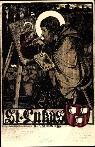 Künstler Litho Schiestl, Rudolf, St. Lukas, malender Heiliger, Bruder von Matthäus