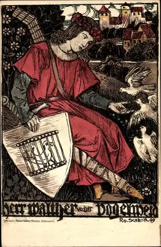 Künstler Litho Schiestl, Rudolf, Walther von der Vogelweyde
