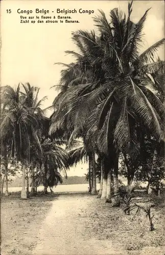 Ganzsachen Ak DR Kongo Zaire, Vue sur le fleuve a Banana