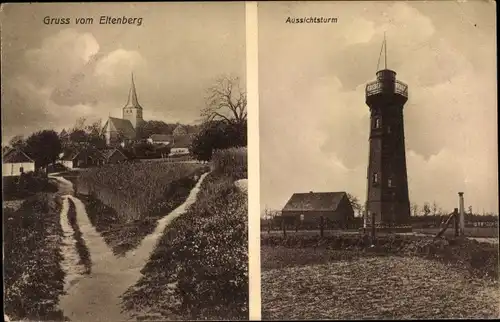 Ak Eltenberg Elten Emmerich am Niederrhein, Aussichtsturm, Kirche, Ortsansicht