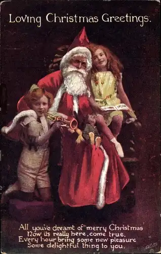 Ak Frohe Weihnachten, Christmas Greetings, Weihnachtsmann, Kinder