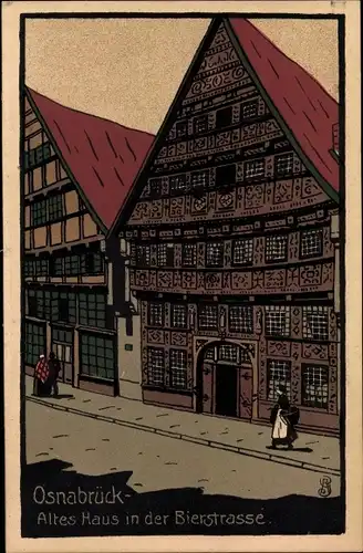 Steindruck Ak Osnabrück in Niedersachsen, Altes Haus in der Bierstraße