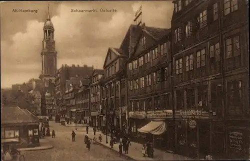 Ak Hamburg Altstadt, Schaarmarkt, Ostseite, Geschäfte