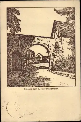 Künstler Ak Bad Godesberg Bonn am Rhein, Kloster Marienforst, Eingang