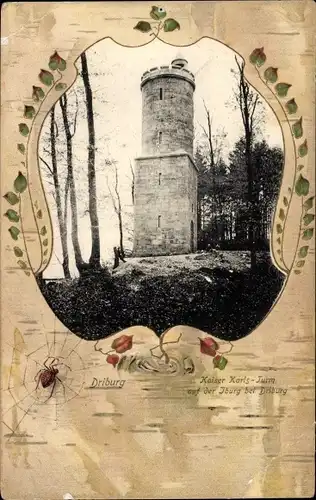 Passepartout Ak Bad Driburg in Westfalen, Ruine Iburg, Kaiser Karls Turm