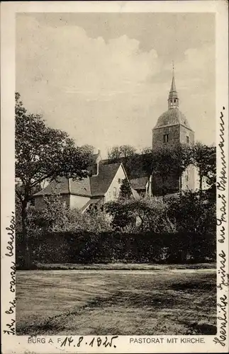 Ak Burg auf der Insel Fehmarn, Pastorat, Kirche