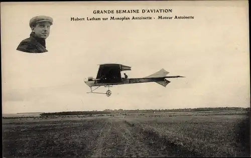 Ak Grande Semaine d'Aviation, Hubert Letham sur Monoplan Antoinette, Moteur Antoinette