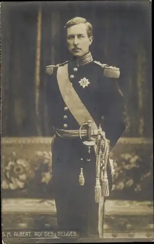 Ak König Albert I. von Belgien, Portrait, Uniform, Militärorden, Kragenspiegel