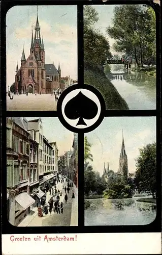 Ak Amsterdam Nordholland Niederlande, Straßenpartie, Kirche, Kanal