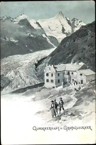 Künstler Ak Compton, Edward Theodore, Kärnten, Glocknerhaus und Großglockner