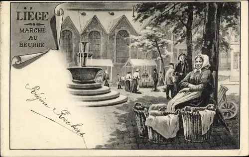 Künstler Ak Liège Lüttich Wallonien, Marche au Beurre
