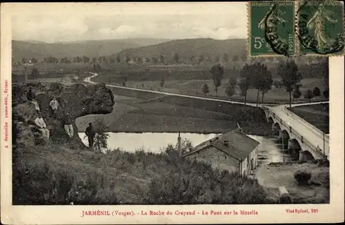 Ak Jarménil Lothringen Vosges, la Roche du Crapaud, le Pont sur la Moselle