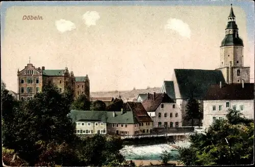 Ak Döbeln in Sachsen, Teilansicht mit Kirche