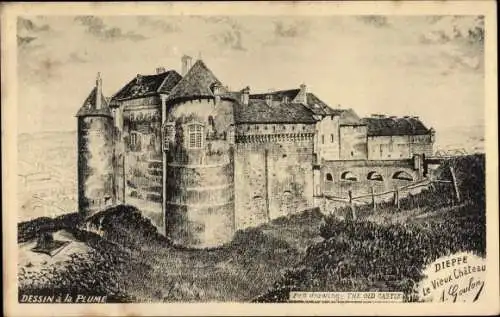 Künstler Ak Dieppe Seine Maritime, le vieux Chateau, Burg, Außenansicht