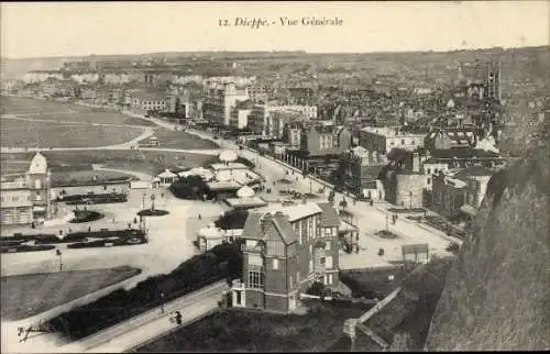 Ak Dieppe Seine Maritime, Vue Generale, Gesamtansicht, Strand