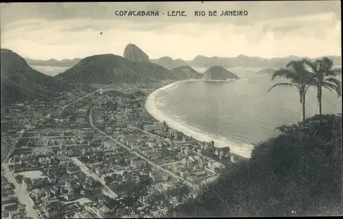 Ak Rio de Janeiro Brasilien, Copacabana-Leme, Strand, Küste, Panorama