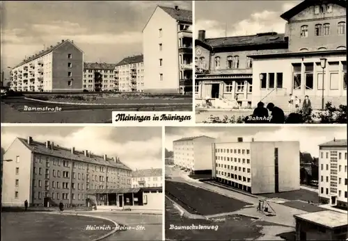 Ak Meiningen in Thüringen, Dammstraße, Bahnhof, Heinrich Heine Straße, Baumschulenweg