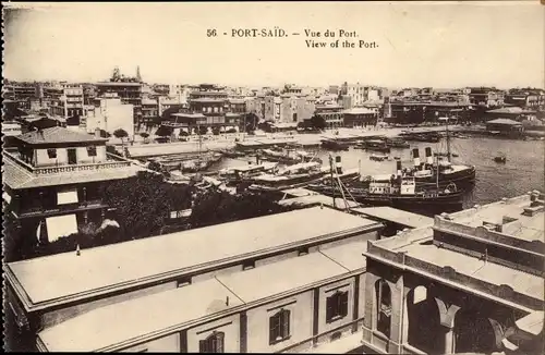 Ak Port Said Ägypten, Vue du Port, Dampfer im Hafen