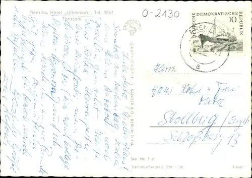 Ak Prenzlau in der Uckermark, Hotel Uckermark, Tanzcafe