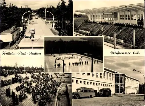 Ak Weißwasser in der Oberlausitz, Kunsteisstadion Wilhelm Pieck, Eishockeyspiel DDR-Canada 1961