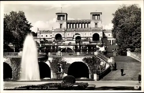 Ak Potsdam in Brandenburg, Schloss Sanssouci, Orangerie mit Fontaine