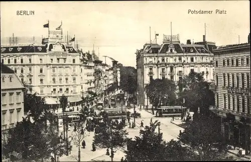 Ak Berlin Tiergarten, Potsdamer Platz, Straßenbahn