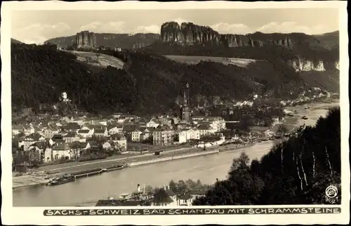 Ak Bad Schandau Elbe, Elbsandsteingebirge und die Schrammsteine, Hahn 3616