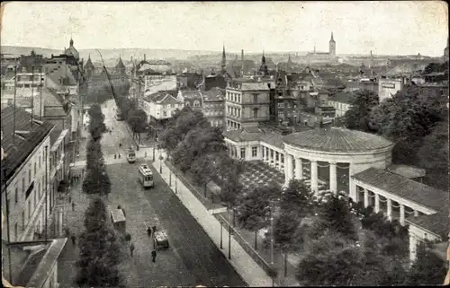 Ak Aachen in Nordrhein Westfalen, Friedrich Wilhelm Platz mit Elisenbrunnen, Straßenbahn