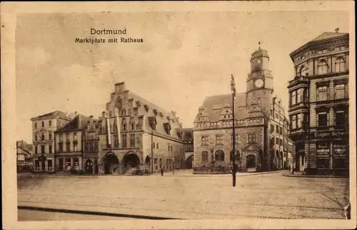 Ak Dortmund im Ruhrgebiet, Marktplatz mit Rathaus