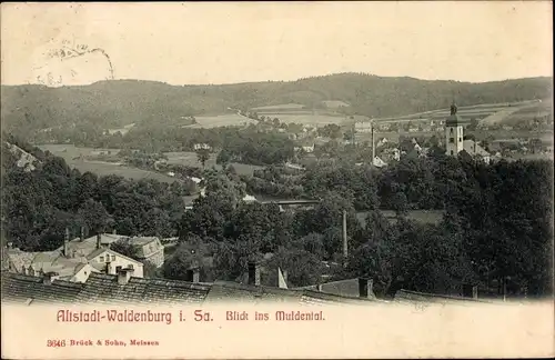 Ak Waldenburg in Sachsen, Blick ins Muldental, Panorama