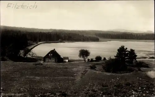 Ak Neustädtel Schneeberg Erzgebirge, Filzteich, älteste Talsperre Sachsens erbaut 1485