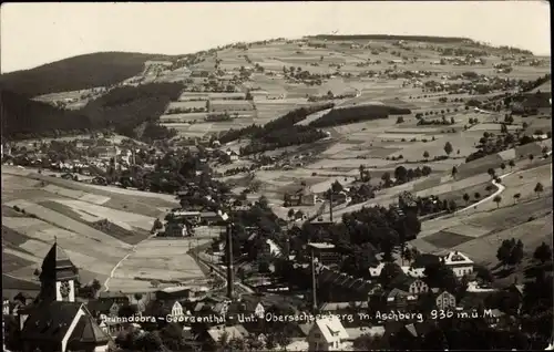 Ak Brunndöbra Klingenthal im Vogtlandkreis, Georgenthal, Unt. Obersachsenberg, Aschberg, Panorama