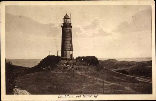Ak Insel Hiddensee in der Ostsee, Blick auf den Leuchtturm