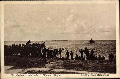 Ak Wiek auf Rügen, Sächsisches Kinderheim macht einen Ausflug nach Hiddensee