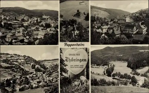 Ak Pappenheim Kleinschmalkalden Floh Seligenthal Thüringen, Panoramablicke