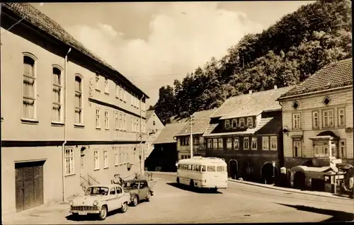 Ak Pappenheim Kleinschmalkalden Floh Seligenthal Thüringen, HOG "Zum Löwen" am Markt, Autos, Bus