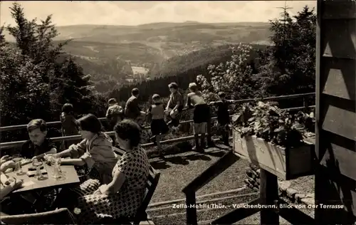 Ak Zella Mehlis im Thüringer Wald, Veilchenbrunn, Blick von der Terrasse