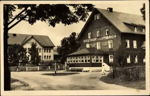 Ak Limbach Friedrichshöhe, Blick auf den Gasthof, Kind