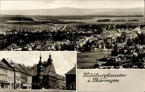 Ak Hildburghausen in Thüringen, Panorama, Rathaus, Marktplatz