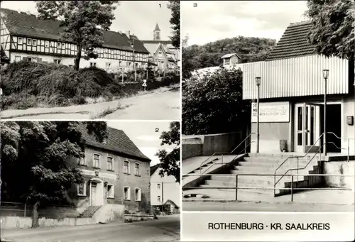 Ak Rothenburg an der Saale Wettin Löbejün, Teilansicht, Tagescafé Rothenburg, Einkaufszentrum