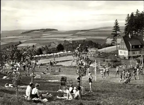 Ak Raschau Markersbach im Erzgebirge, Partie im Sommerbad
