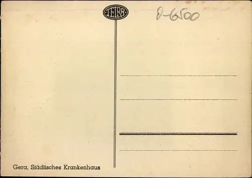 Ak Gera in Thüringen, Städtisches Krankenhaus