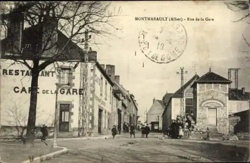 Ak Montmarault Allier, Rue de la Gare