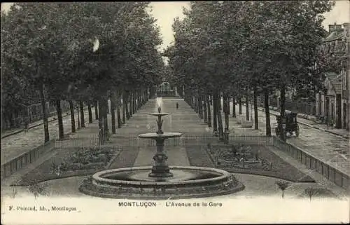 Ak Montlucon Allier, L'Avenue de la Gare