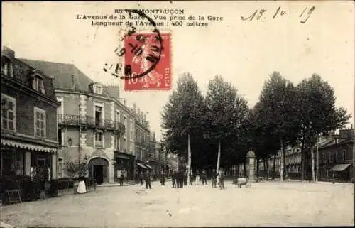 Ak Montlucon Allier, L'Avenue de la Gare, Vue prise de la Gare