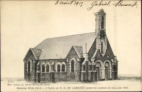 Ak Ablain Saint Nazaire Pas de Calais, Notre Dame de Lorette, L'Eglise avant les combats 1915